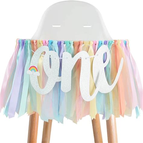 Amazon Rainbow Birthday High Chair Banner Girl St Birthday