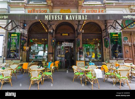 Budapest Cafe View Of The Terrace Of The Muvesz Coffee House On