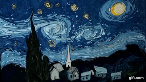 Artist Gorgeously Recreates Van Gogh’s ‘Starry Night’ and ‘Self Portrait’ by Swirling Paint in Water