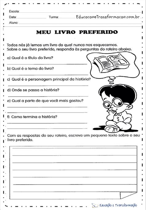Texto De Um Livro - Atividades de Produção de Texto Dia do Livro para imprimir