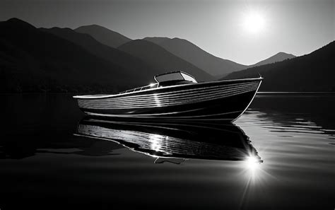 Premium Photo | Black and white boat on water