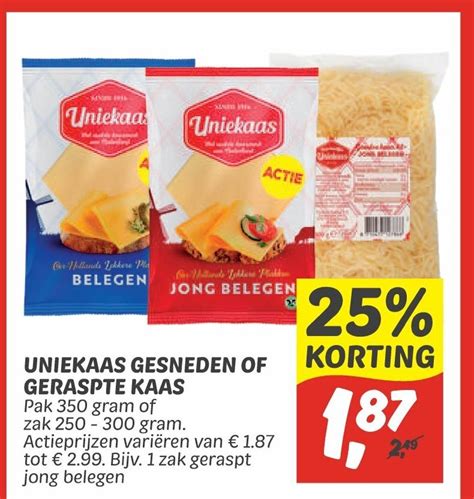 Uniekaas Gesneden Of Geraspte Kaas Aanbieding Bij Dekamarkt