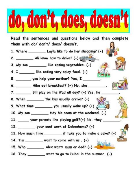 Do And Does Worksheet Does Do Worksheet Worksheets Esl Previ