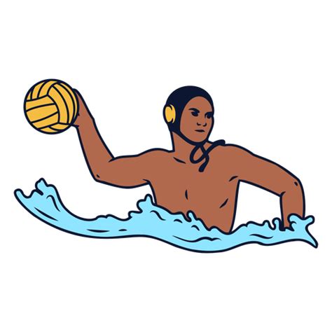 Right Handed Waterpolo Player With Ball Color Stroke Png And Svg Design