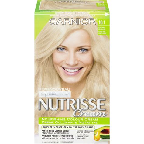 Garnier Nutrisse Hair Colour Cream Light Ash Blonde Grey Coverage Nourishing Formula