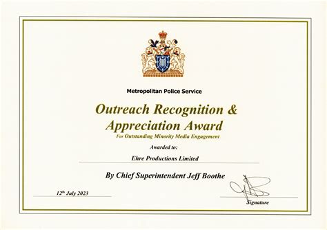Outreach Recognition & Appreciation Award Ceremony - Ehre Productions
