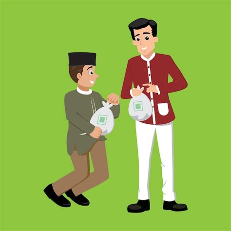 Premium Vector Cartoon Muslim Man Giving Alms