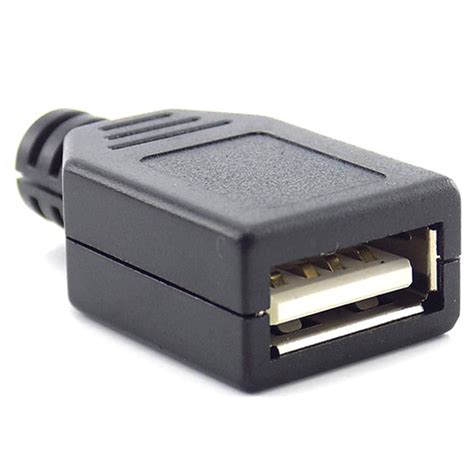 Conector USB Tipo A Hembra Soldadura 4 Pin Negro