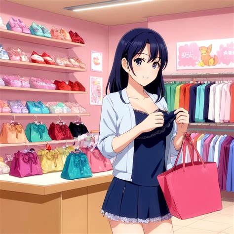 Premium Photo Anime Girl Shopping For Lingerie