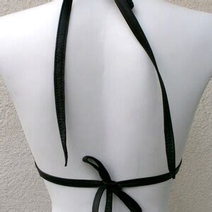 Dream Warriors Worn Out Gray Leather Halter Bra Bikini Top Wild Summer Festival Fashion