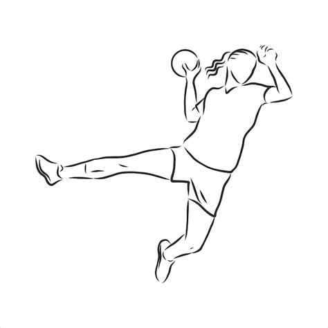 Illustration Des Mannes Der Handball Spielt Schwarz Wei Zeichnung