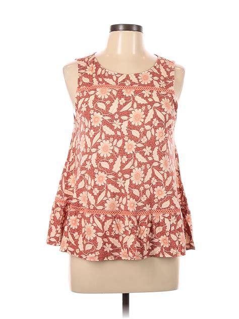 Ann Taylor Loft Outlet 100 Rayon Floral Multi Color Brown Sleeveless