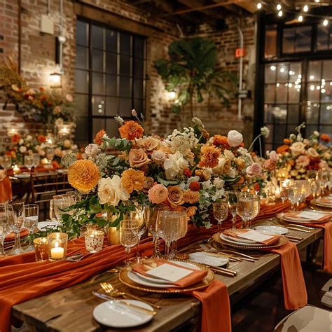 burnt orange wedding theme ideas rustic decor gold accents party