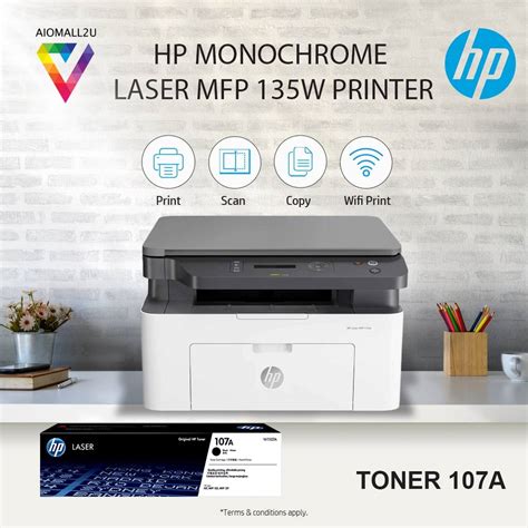 Hp Mono Laserjet Mfp 135w Printer Print Scan Copy Wireless 21 Ppm Black