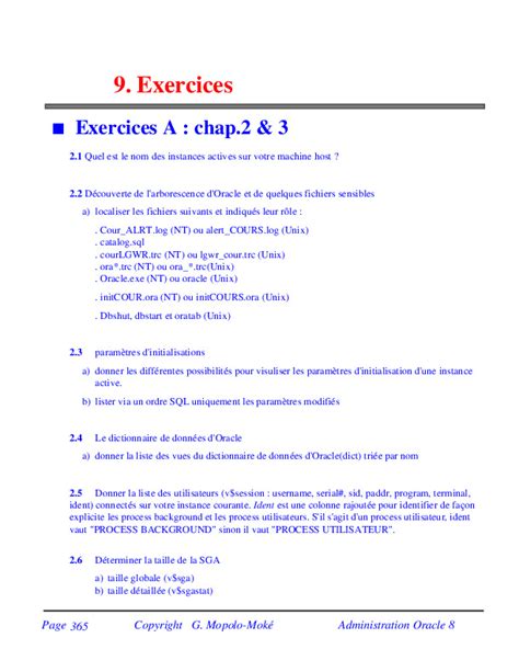 9 exercices corrigés de Oracle Télécharger cours informatique en PDF