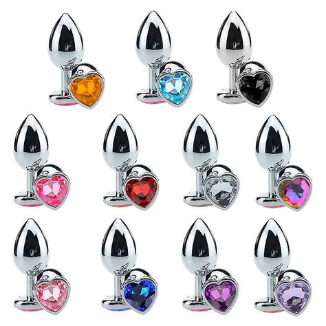 Plug Anal de Aço Pedra Formato de Coração Tamanho P Sorvete Quente Moda Intima e Sex