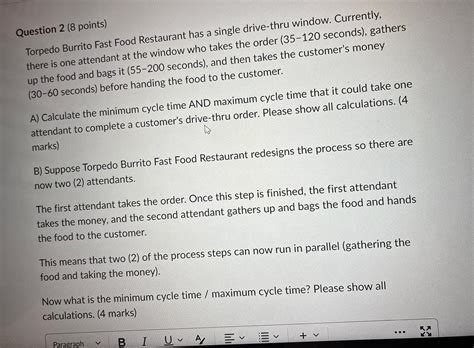 Solved Question 2 8 ﻿pointstorpedo Burrito Fast Food