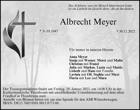 Traueranzeigen Von Albrecht Meyer Trauer Nn De