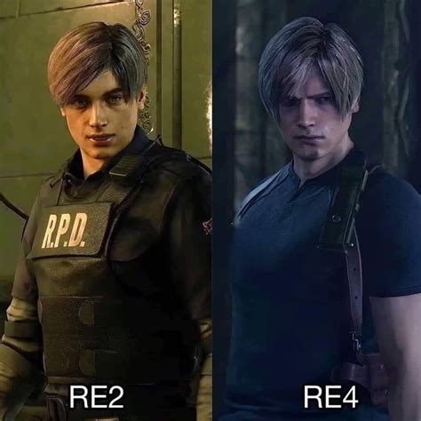 Side-by-side comparison of Leon Kennedy in RE2make and RE4make. Homie ...