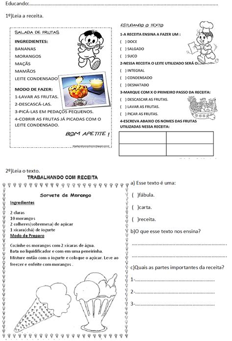 Atividades Receita 3 Ano