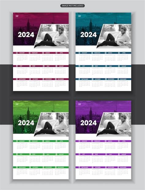 Premium Vector Vector Wall Calendar Design Template 2024