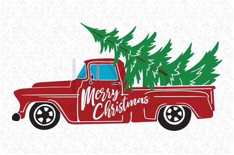 Red Truck Christmas Tree Svg