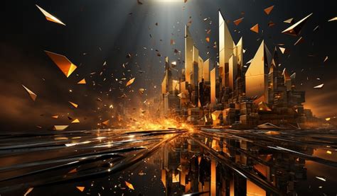 Premium Ai Image Gold Up Rising Arrow Showing Momentum Coming Out Of Wall