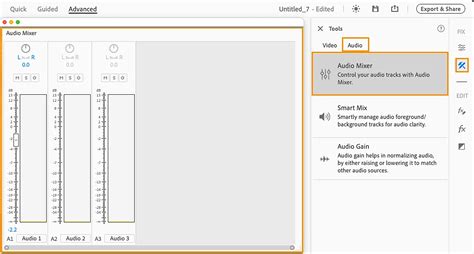 mix audio  adjust volume  adobe premiere elements