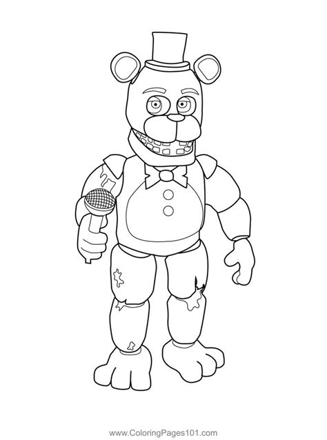 Withered Freddy FNAF Coloring Page for Kids - Free Five Nights at ...