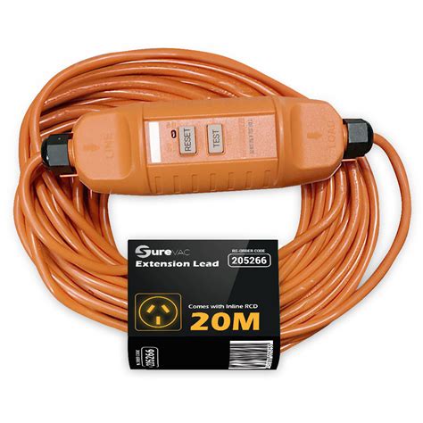 Surevac Extension Lead 20m 10amp Cw Inline Rcd Exl009 Each Abconet