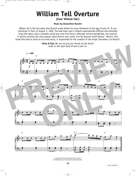 William Tell Overture By Gioachino Rossini Sheet Music For Really Easy