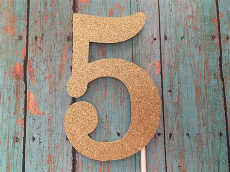 Fifth Birthday Cake, Number 5 Cake, Gold Cake Topper, Lollipop Sticks ...