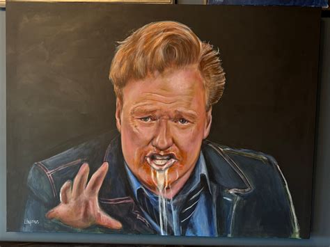 Conan Obrien Hot Ones Episode Meme With Milk Coming Out Of His Mouth Artist Signed Print
