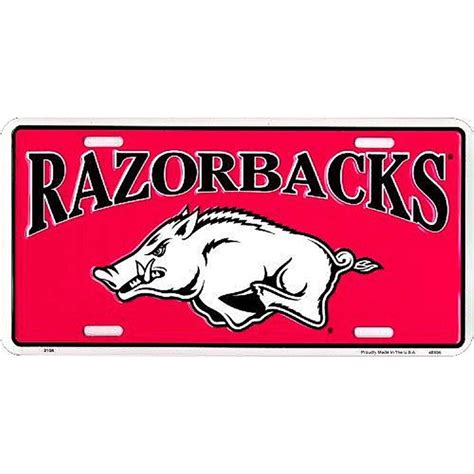 Exterior Accessories Signs Fun Slcar Ar Razorbacks Hog License Plate