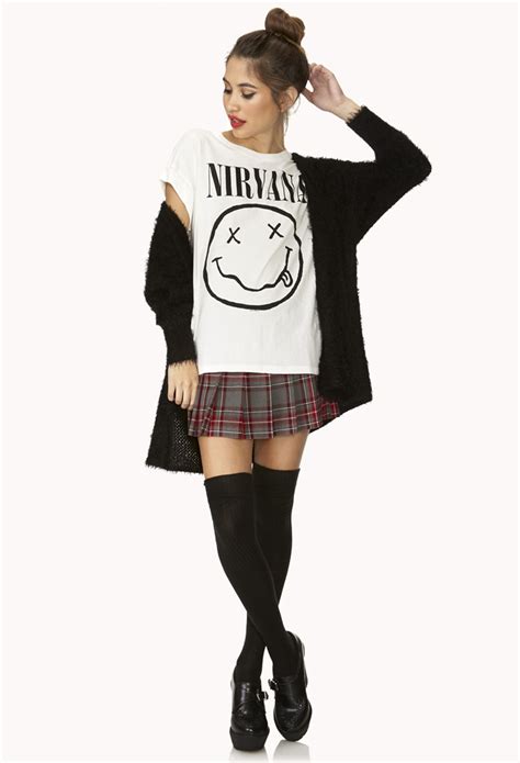 Lyst Forever 21 Oversized Nirvana Tee In Black