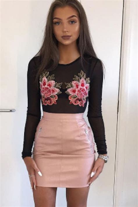 Nude PU Skirt Iris Casual Party Outfit Night Black Leather Skirt Outfits Casual Party Outfit