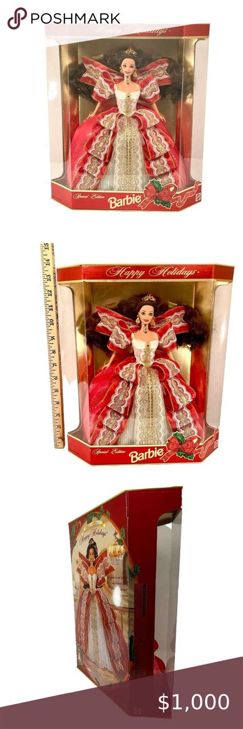 Rare Happy Holidays Barbie Brunette Collector Doll Stand Included Holiday Barbie Happy