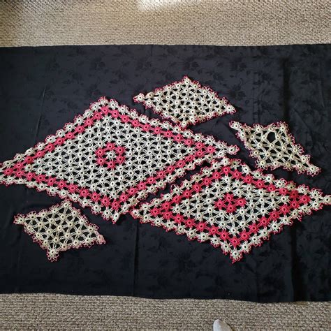 Doilies Crochet Diamond Hot Pink Handmade Vintage Lace Large Cottagecore Etsy