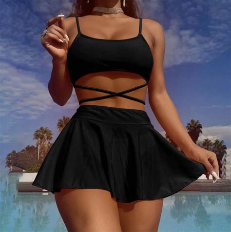 Wyongtao Women S Two Piece Swimsuits Push Up Halter Bikini Ruffled High Waisted A Frame Swim