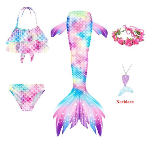 Barn Flickor Simning Sj Jungfru Svans Sj Jungfru Kostym Barn Baddr Kt Fantasy Beach Bikini B