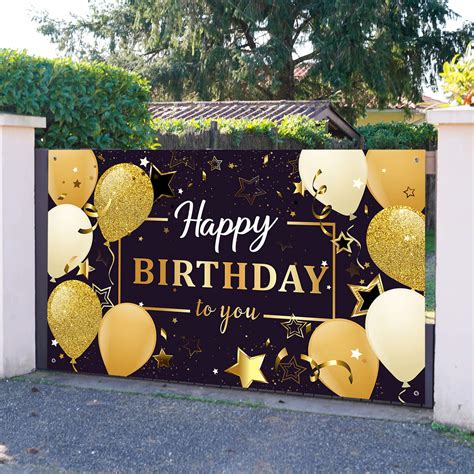 Buy Happy Birthday Party Decorations Extra Large Fabric Black And Gold Happy Birthday To You