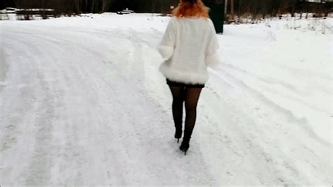 WINTER WALK Black Tights On The Big Ass Of A Juicy MILF RoseRedRus Clips Sale