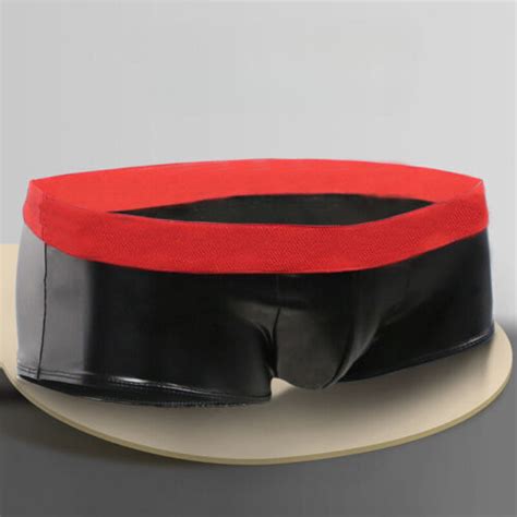 Hot Mens Faux Latex Hot Pants Shorts Low Waist Underwear Trunks Clubwear Party Ebay