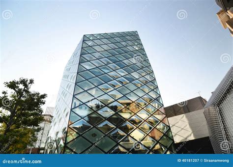 Rhomboid Grid Glass Building In Tokyo Stock Image Image Of Emerald