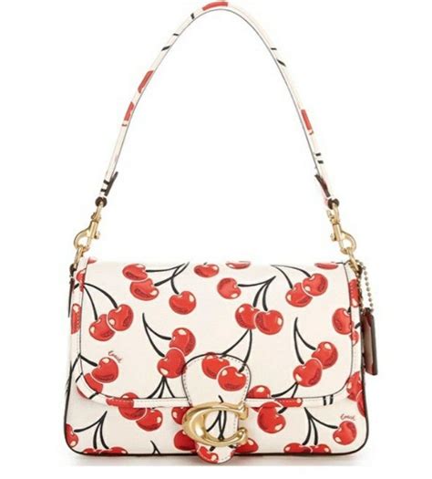 coach cherry print purse bags shoulder bag leather shoulder bag