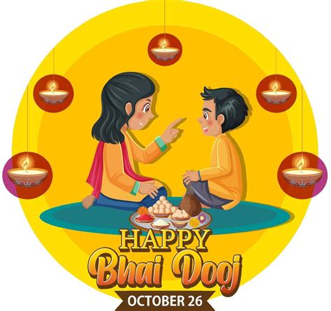 Happy Bhai Dooj Day Text Banner Design 12252233 Vector Art At Vecteezy