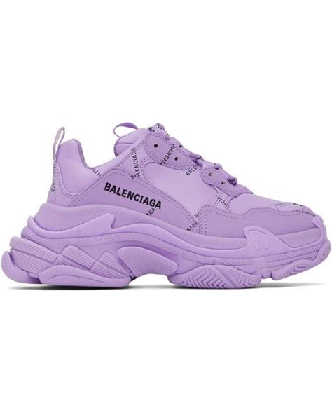 Balenciaga Purple Triple S Allover Logo Sneakers Lyst