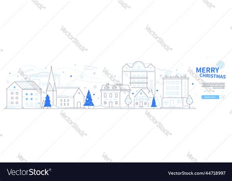 Merry Christmas Modern Thin Line Design Style Vector Image