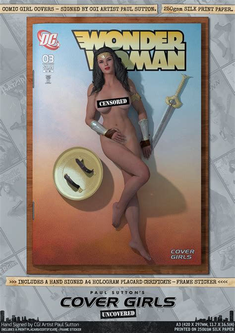 Wonder Woman Gal Gadot NUDE Pin Up Cover Girls Uncovered Sexy DC Superhero Comic Cover Print