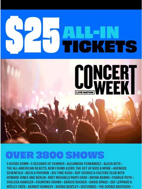 LiveNation On Sale Now Concert Week Is Back With 25 All In Tickets